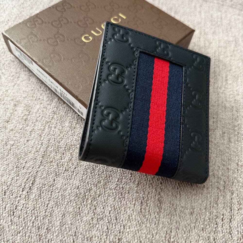 New Gucci Blue Bifold with WEB - Picture 4 of 8